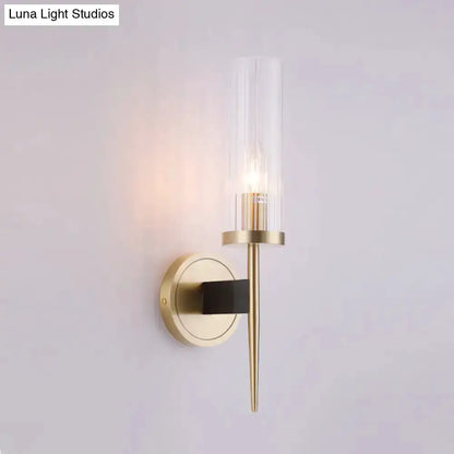 Modern Gold and Black Fluted Glass Wall Lamp