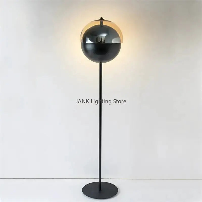 Gold and Black Glass Hemisphere LED Floor Lamp