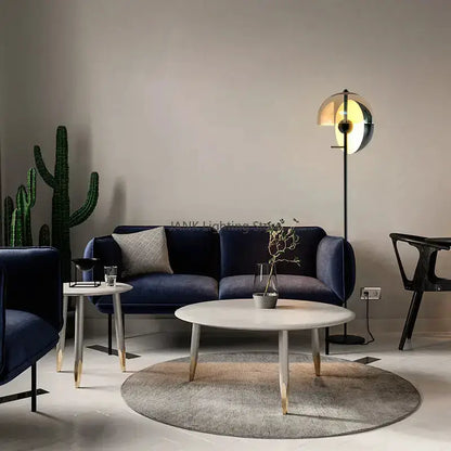 Gold and Black Glass Hemisphere LED Floor Lamp