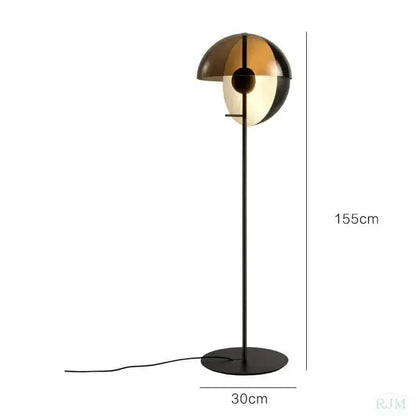 Gold and Black Glass Hemisphere LED Floor Lamp