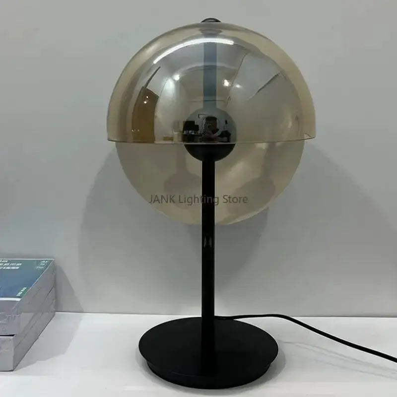 Gold and Black Glass Hemisphere LED Floor Lamp