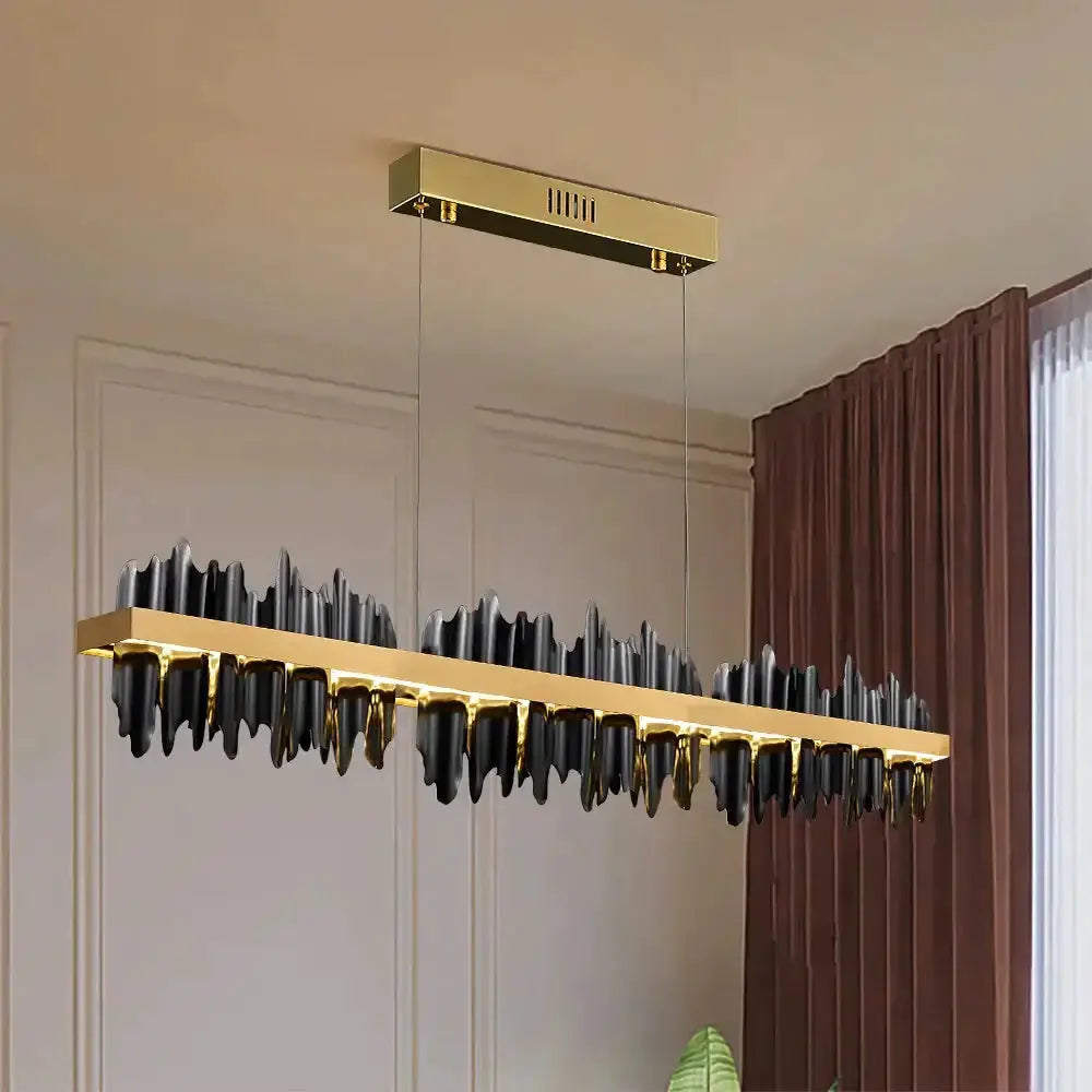 Modern gold & black iceberg LED chandelier by Decorbites for dining room on Tampa Home & Garden Store