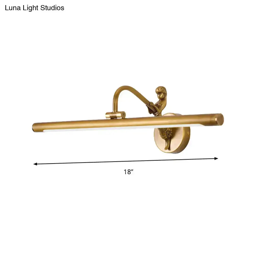 Gold-tone LED wall sconce vanity light with curved arm and 18-inch bar Decorbites on Tampa Home & Garden Store