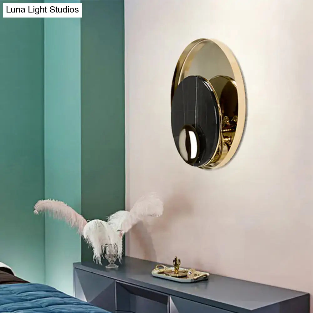 Marble Peacock Wall Sconce with black marble disk and gold brass ring Decorbites on Tampa Home & Garden Store