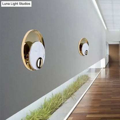 Marble Peacock Wall Sconce by Decorbites gold brass ring with white marble disc, pair shown on Tampa Home & Garden Store