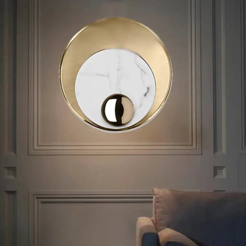 Marble Peacock Wall Sconce with gold circular frame and white marble disk Decorbites on Tampa Home & Garden Store