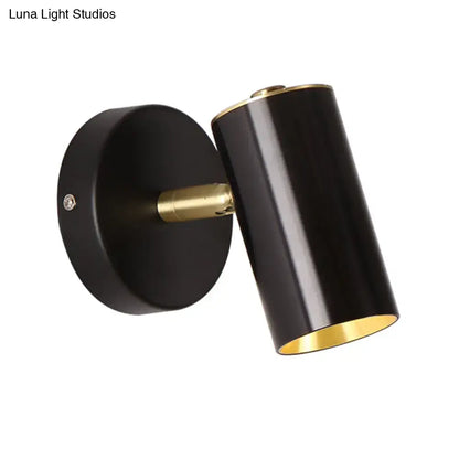 Decorbites Metallic Tube LED Bedside Sconce black metal shade with brass accents wall mount on Tampa Home & Garden Store