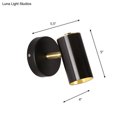 Decorbites LED bedside sconce, black tube with gold interior, wall-mount on Tampa Home & Garden Store