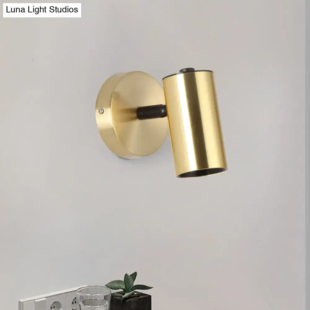Metallic Tube LED Bedside Sconce brushed brass wall-mounted cylindrical light on Tampa Home & Garden Store