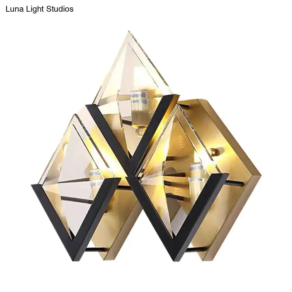 Gold Black Rhombus Sconce Decorbites brass finish with black trim Tampa Home & Garden Store on Tampa Home & Garden Store