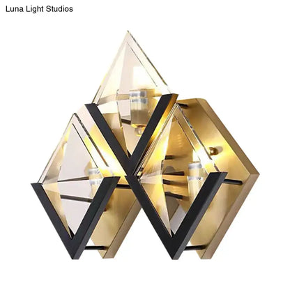 Gold Black Rhombus Sconce Decorbites brass finish with black trim Tampa Home & Garden Store on Tampa Home & Garden Store