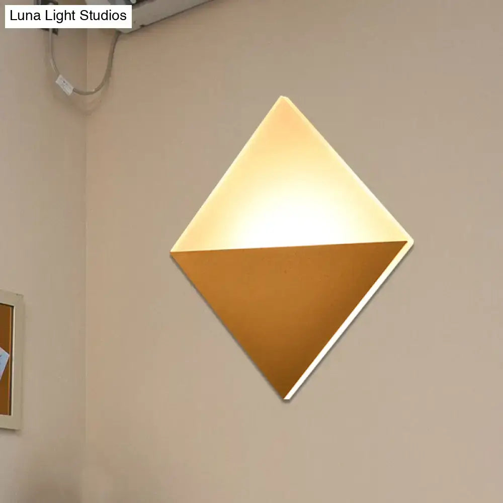 Gold black square diamond wall sconce with two-tone triangles Luna Light Studios watermark on Tampa Home & Garden Store