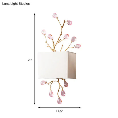 Gold Crystal Wall Sconce with Pink Crystals, two-light, gold branch Decorbites on Tampa Home & Garden Store