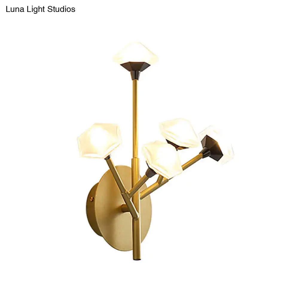 Gold Branching Wall Sconce by Decorbites, gold metal arms with frosted glass ends on Tampa Home & Garden Store