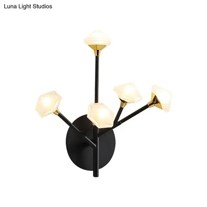 Gold branching wall sconce with black metal stem and frosted glass lamps by Decorbites on Tampa Home & Garden Store