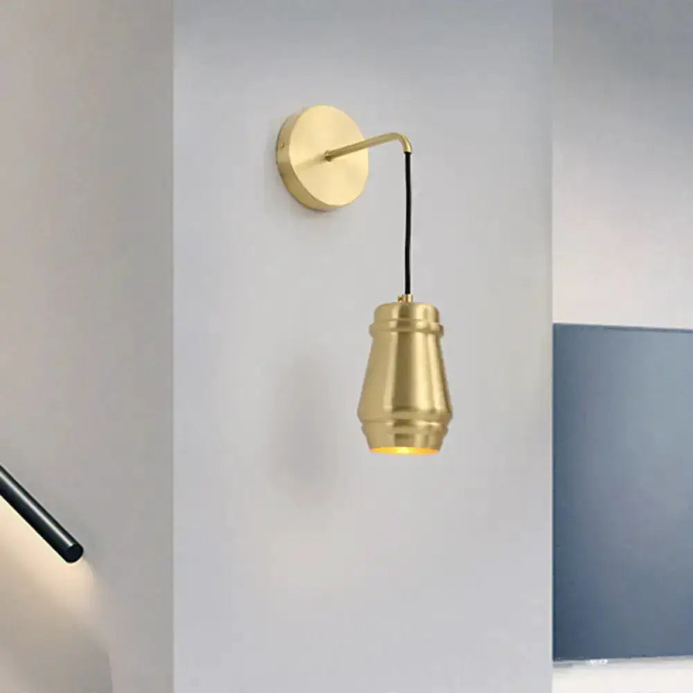 Modern gold brass bedroom wall sconce with metal shade fixture by Decorbites on Tampa Home & Garden Store