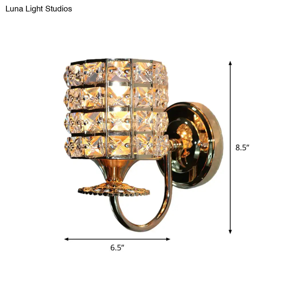 Gold Crystal Compact Multi-Shape Wall Sconce with stacked crystal blocks by Decorbites on Tampa Home & Garden Store