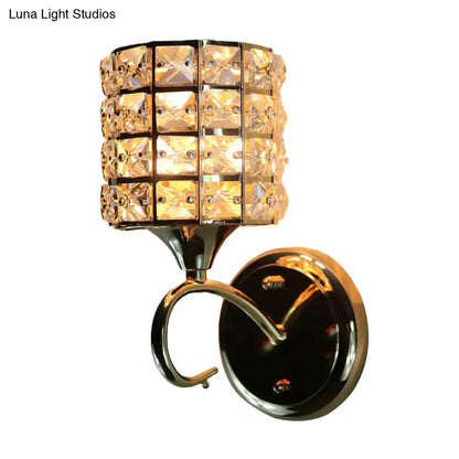 Gold crystal multi-shape wall sconce by Decorbites, cube crystal blocks, brass finish on Tampa Home & Garden Store