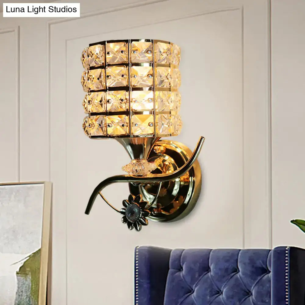 Gold crystal wall sconce with square crystal grid by Decorbites on Tampa Home & Garden Store