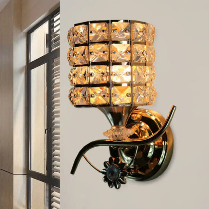 Gold Crystal Compact Multi-Shape Wall Sconce amber crystal shade on gold mount Decorbites on Tampa Home & Garden Store