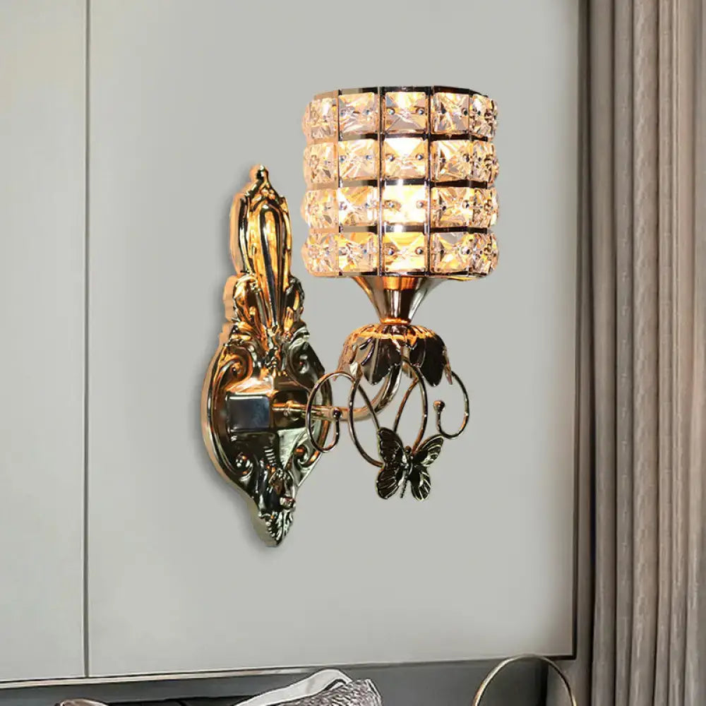 Gold Crystal Compact Multi-Shape Wall Sconce with crystal shade and backplate by Decorbites on Tampa Home & Garden Store