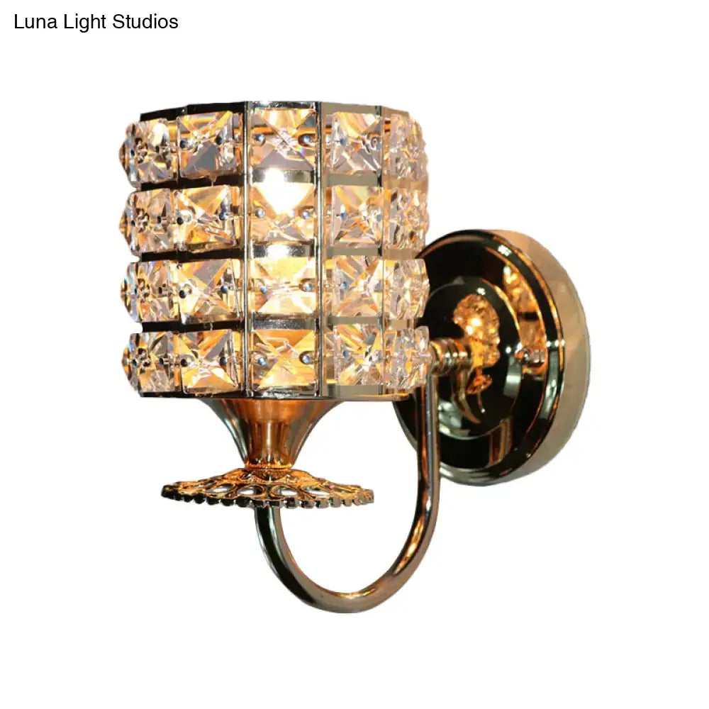 Gold Crystal Compact Multi-Shape Wall Sconce Decorbites with stacked crystal blocks on Tampa Home & Garden Store