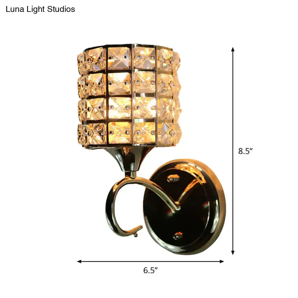 Decorbites Gold Crystal Compact Wall Sconce with square crystal shade in brass finish on Tampa Home & Garden Store