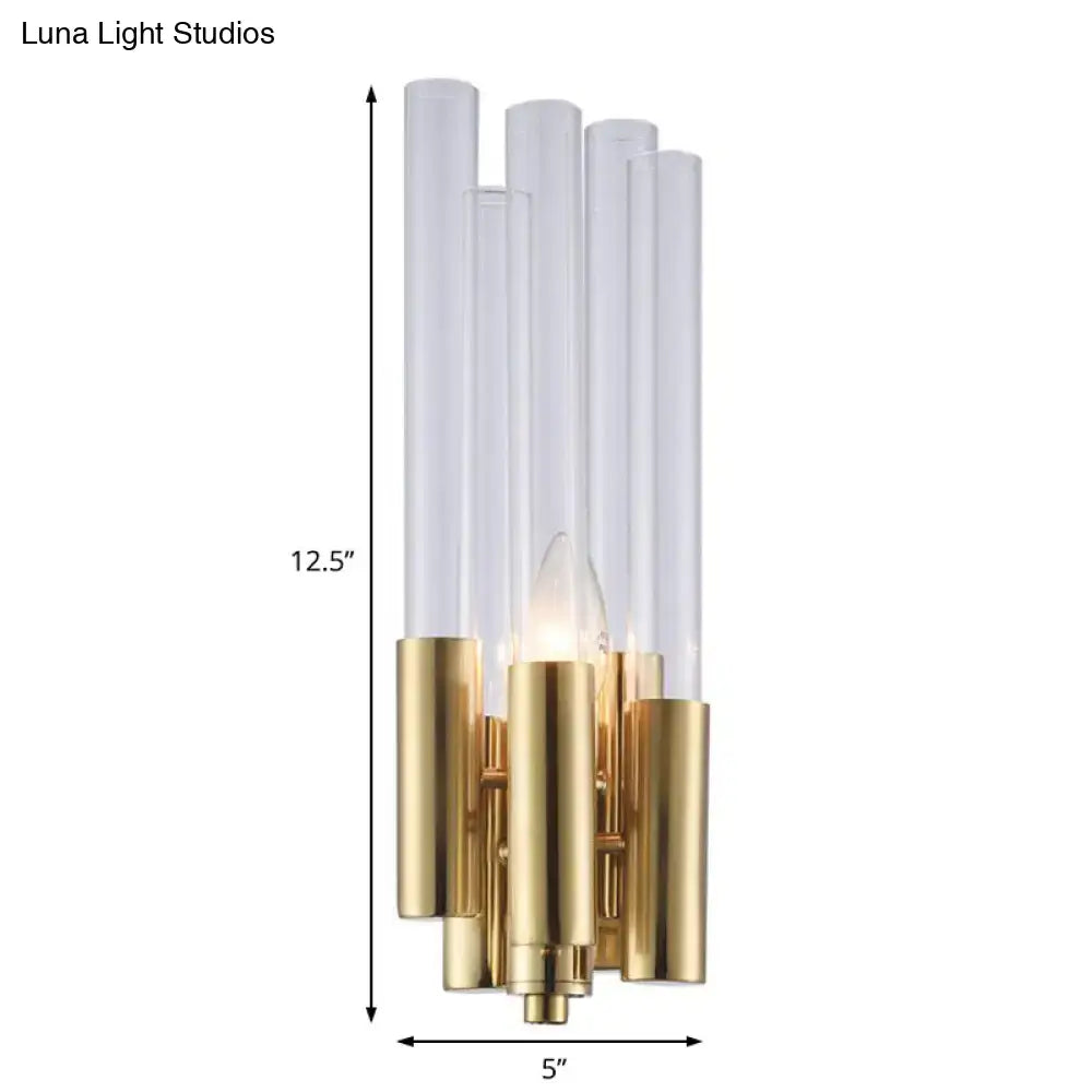 Gold crystal candelabra sconce with flute glass shade and brass gold-tone base Decorbites Home & Garden on Tampa Home & Garden Store