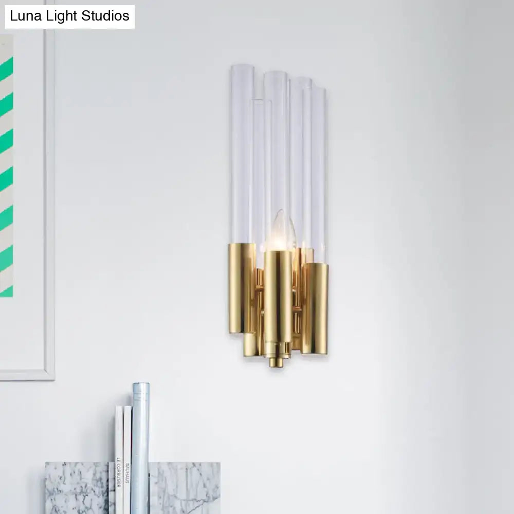 Gold crystal candelabra sconce with flute shade, wall-mounted gold finish on Tampa Home & Garden Store
