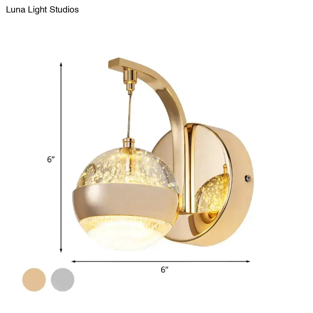 Modern crystal ball wall light, gold & chrome finish 6-inch sconce by Decorbites on Tampa Home & Garden Store