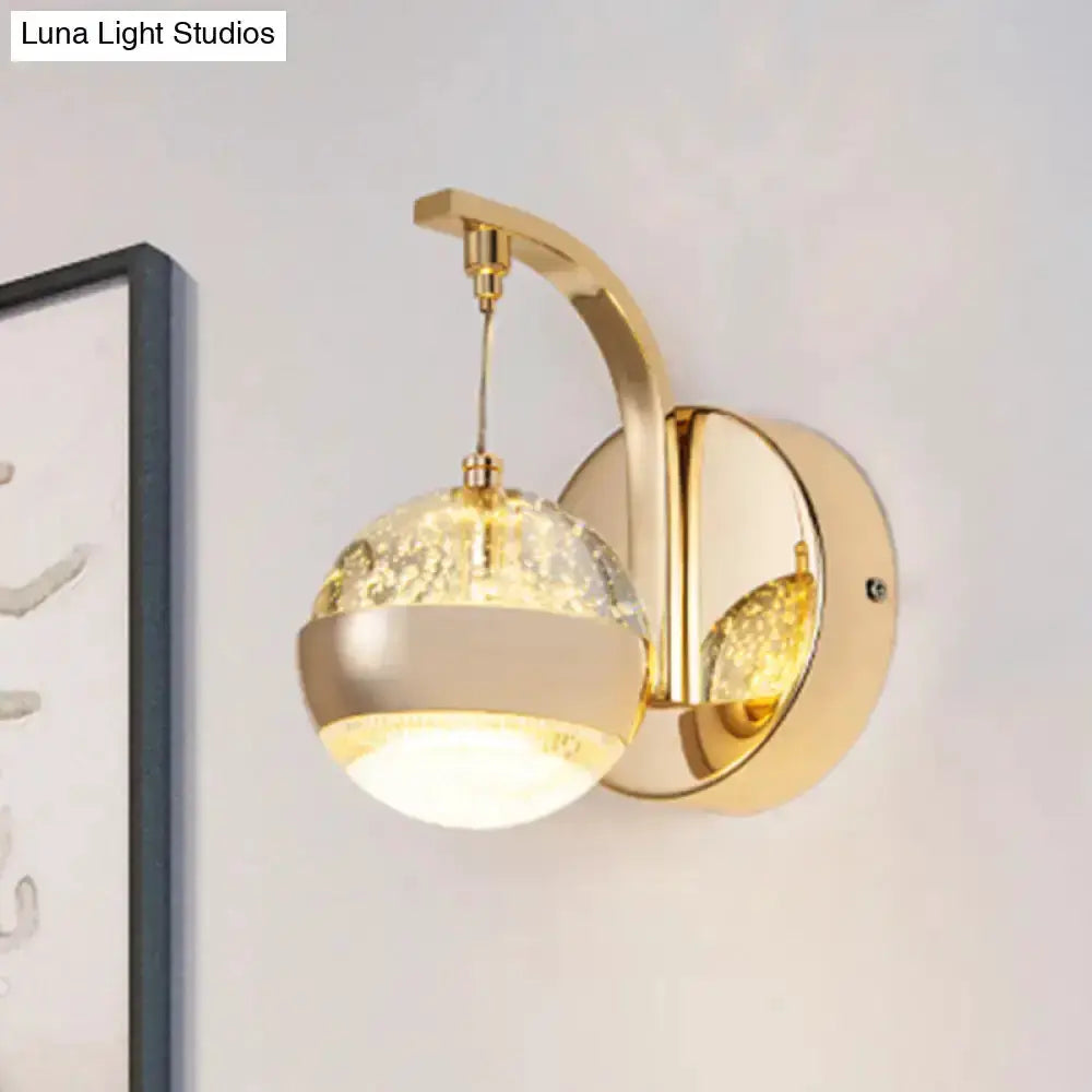Modern gold & chrome crystal ball wall light sconce with round backplate for bedroom Decorbites on Tampa Home & Garden Store