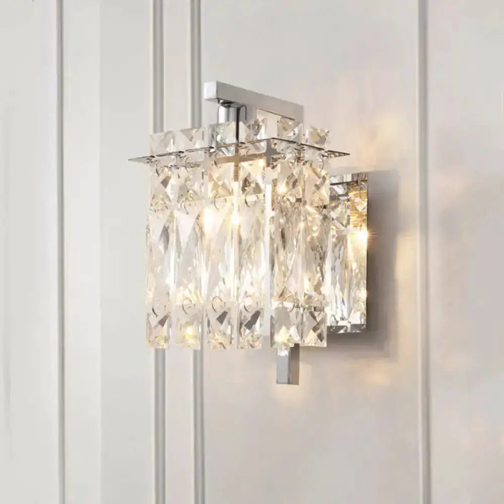 Modern crystal wall light sconce in gold and chrome with prisms, Decorbites E12/E14 fixture on Tampa Home & Garden Store