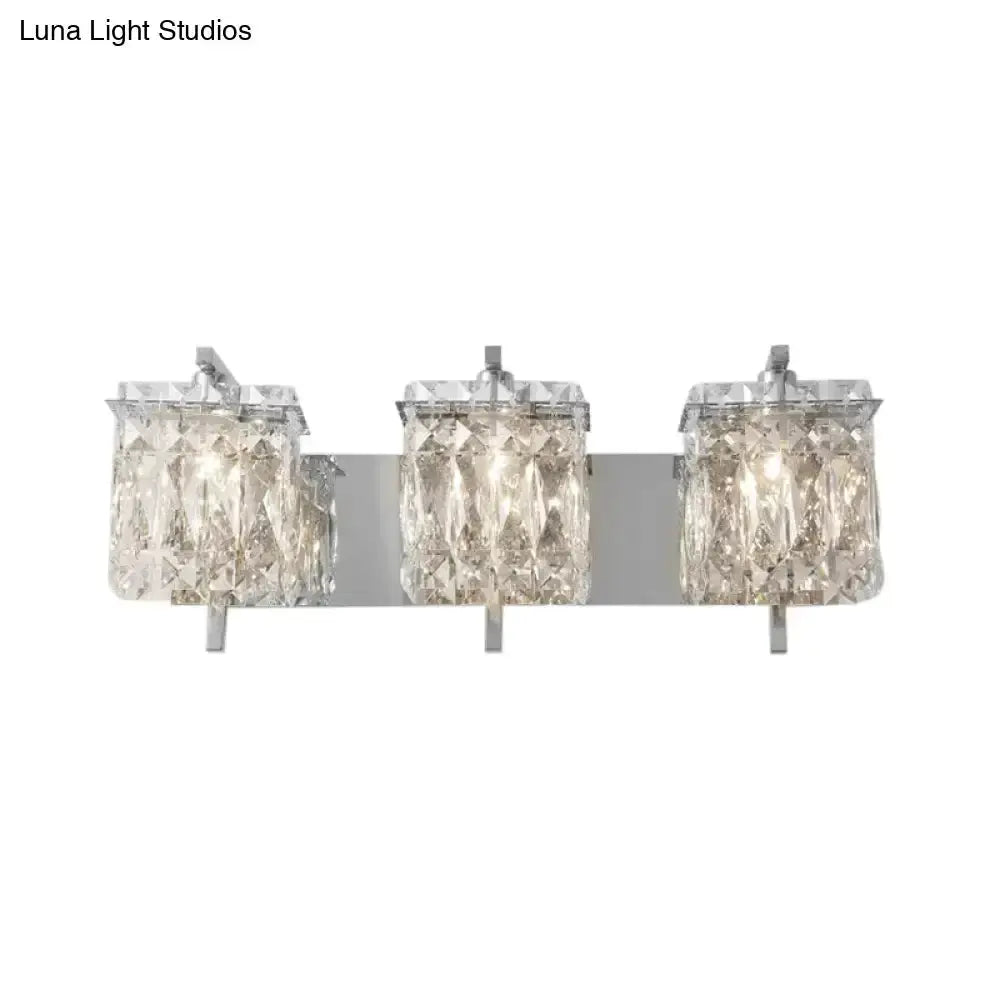 Modern gold & chrome crystal wall light 3-light cube-cut shades Decorbites on Tampa Home & Garden Store