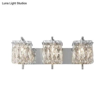 Modern gold & chrome crystal wall light 3-light cube-cut shades Decorbites on Tampa Home & Garden Store