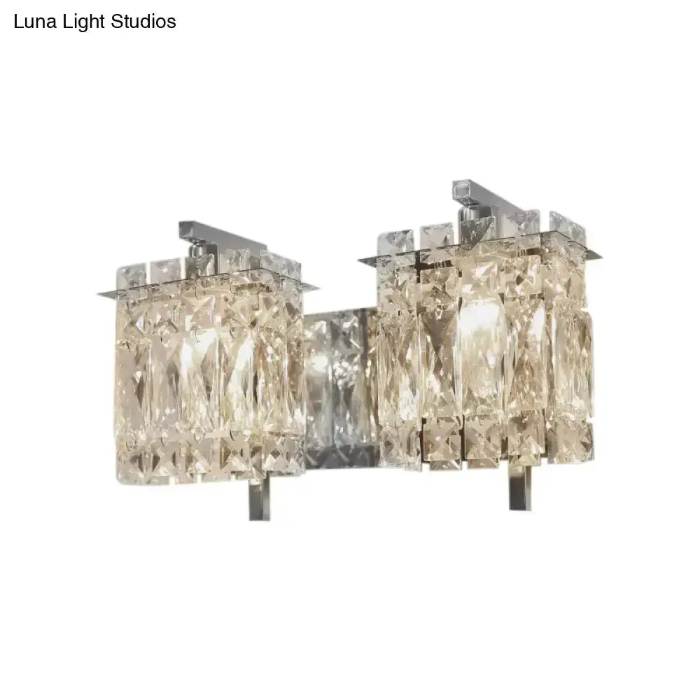 Crystal wall light by Decorbites with gold chrome finish, cube prisms, E12/E14 fixture on Tampa Home & Garden Store