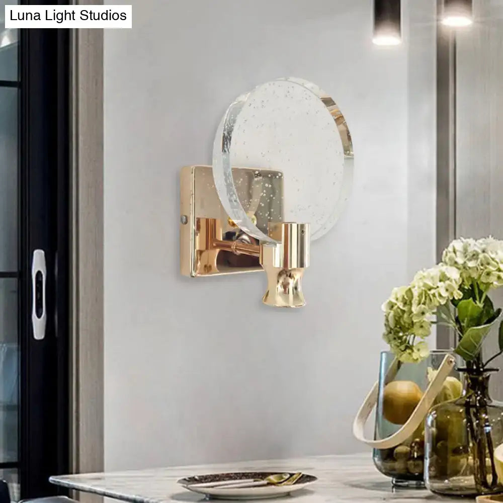 Decorbites Gold Crystal Bubble 6-Inch Wall Sconce with round glass orb and polished brass finish on Tampa Home & Garden Store
