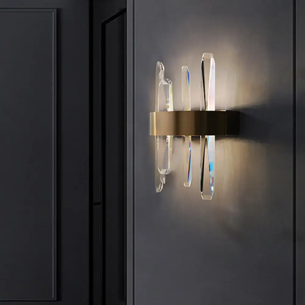 Modern Gold Crystal Bar Sconce for Wall with LED
