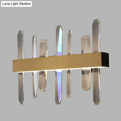 Gold Crystal Bar Sconce by Decorbites, gold metal bar with clear crystal prisms on Tampa Home & Garden Store