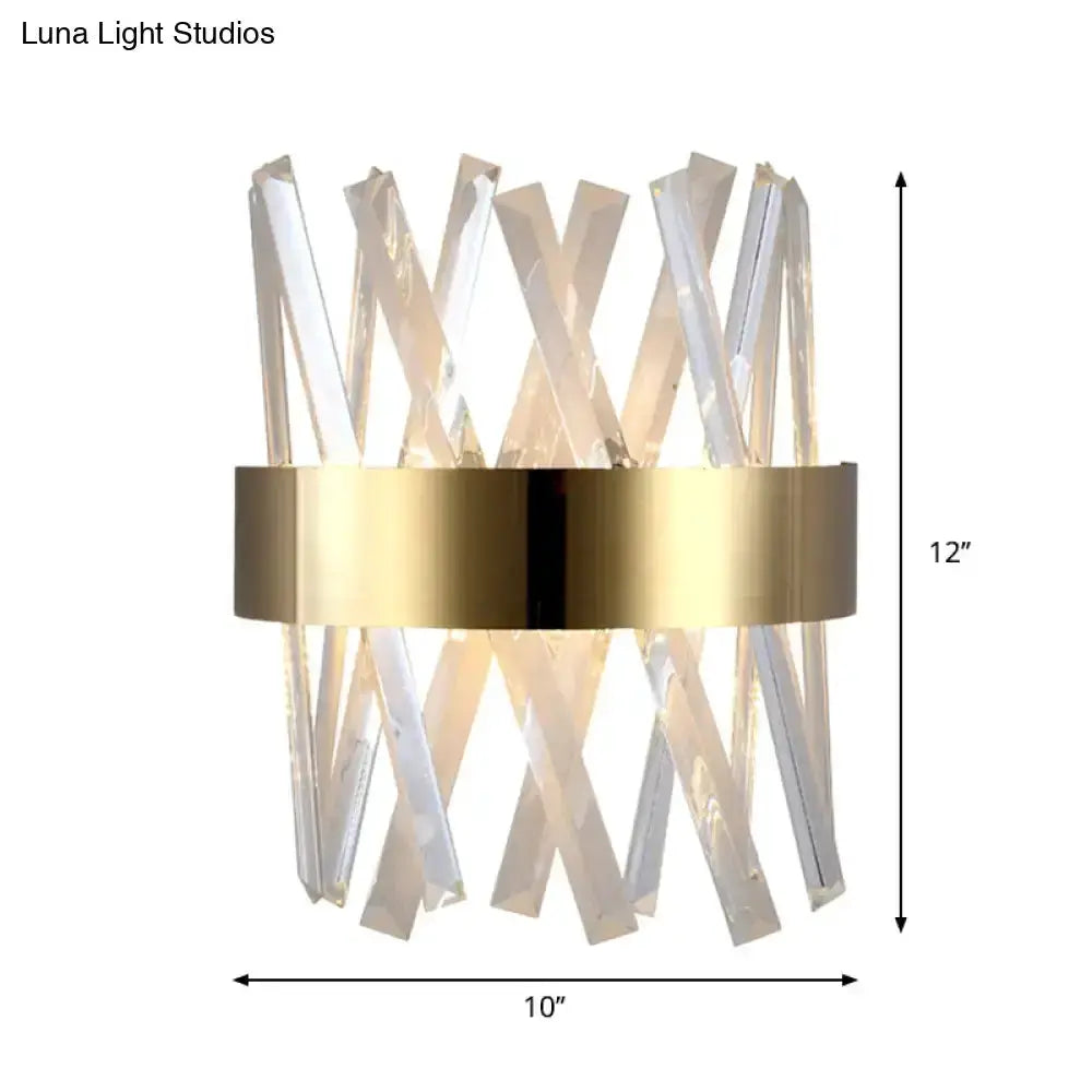 Decorbites gold clear crystal wall sconce, 12-inch tall, crystal prisms on Tampa Home & Garden Store