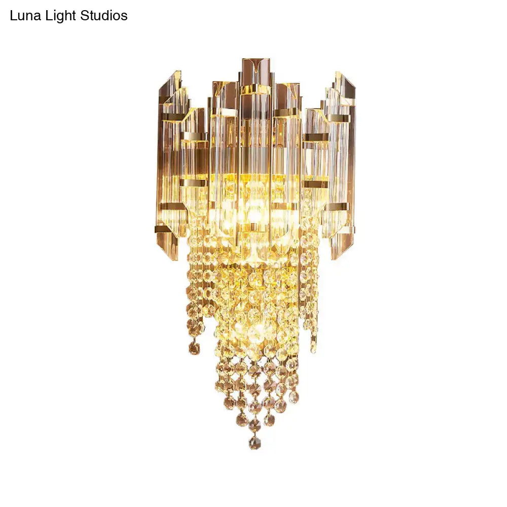 Gold crystal tiered sconce with hanging bead cascades by Decorbites, Home & Garden on Tampa Home & Garden Store