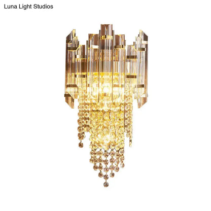 Gold crystal tiered sconce with hanging bead cascades by Decorbites, Home & Garden on Tampa Home & Garden Store
