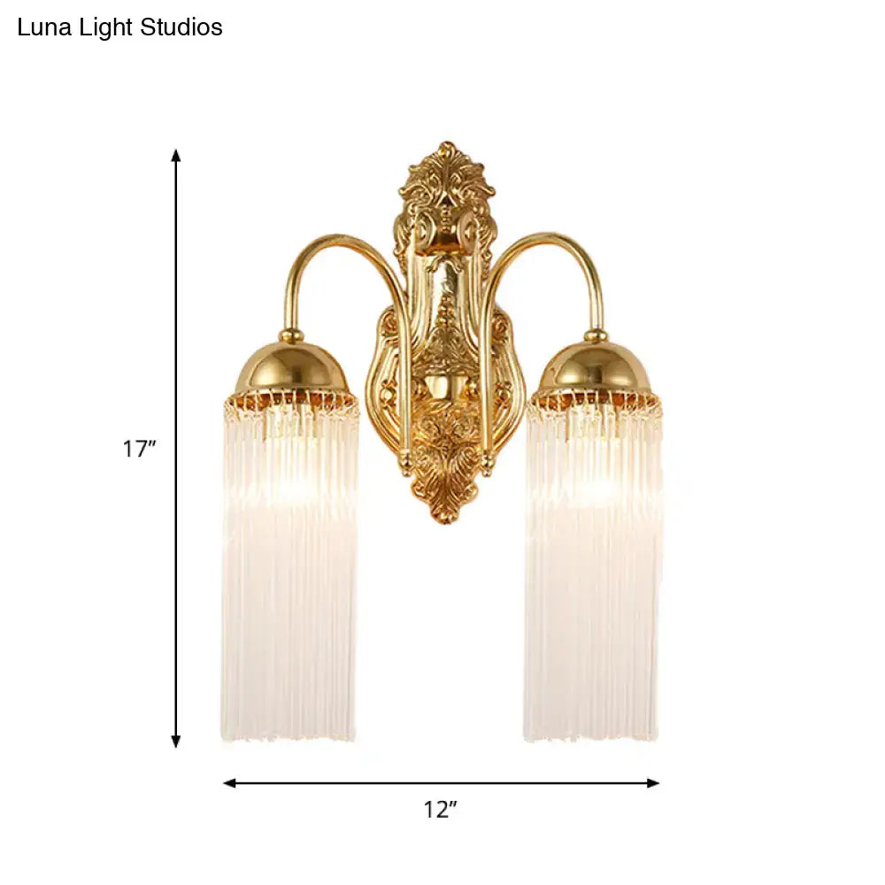 Modern Gold and Crystal Gooseneck Sconce