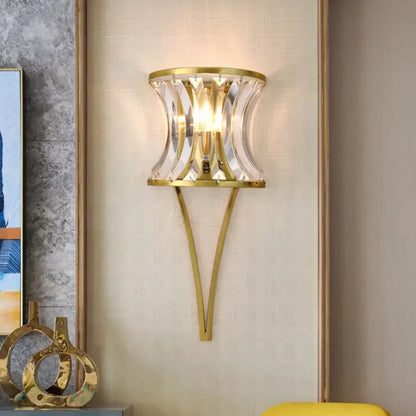 Gold crystal hourglass sconce with brass frame and glass panels wall mount on Tampa Home & Garden Store