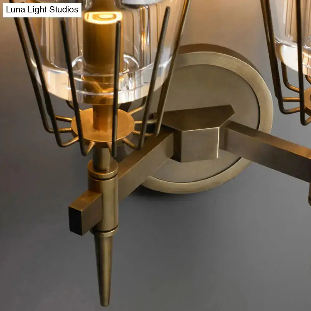 Modern gold clear glass wall lamp geometric sconce for bedroom by Decorbites on Tampa Home & Garden Store