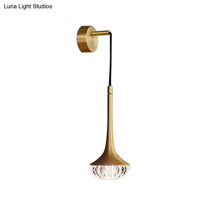 Gold Textured Glass Flared Wall Sconce with brass stem and black cord wall mount on Tampa Home & Garden Store