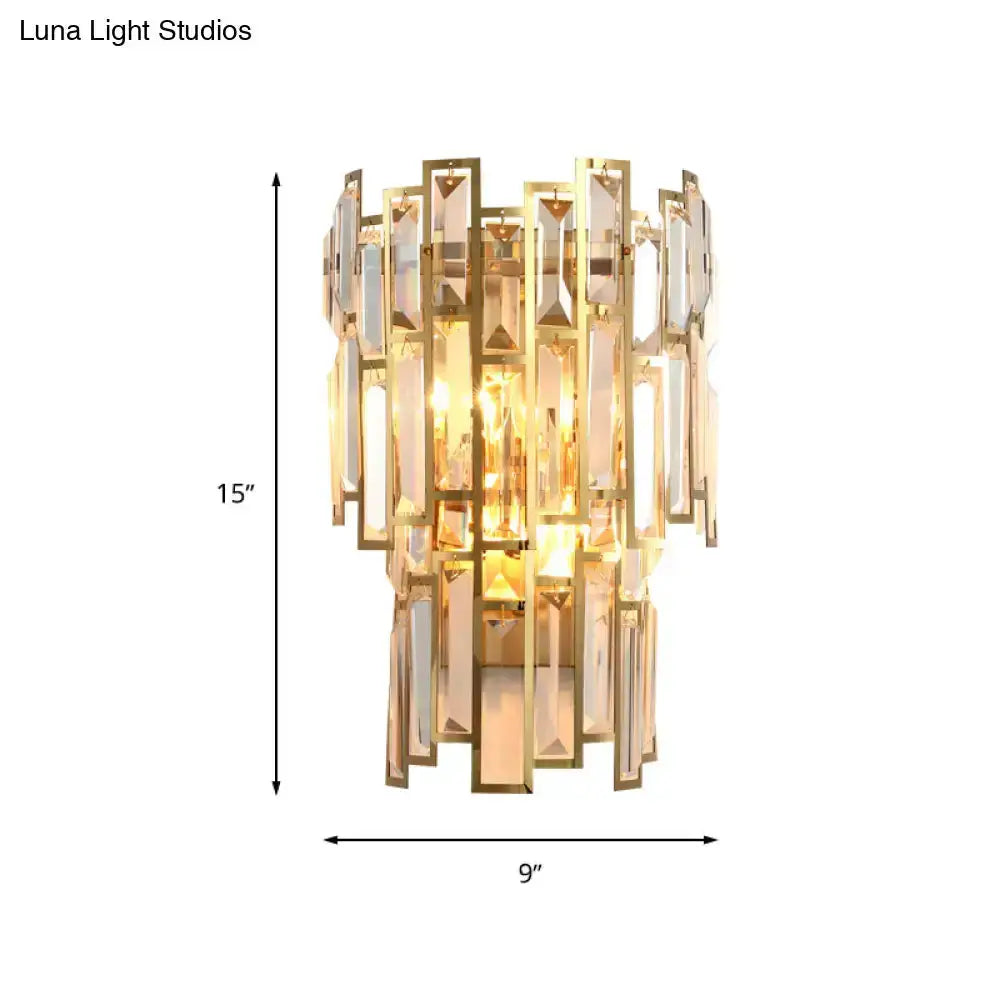 Modern gold crystal block sconce wall lamp for bedroom by Decorbites with crystal panels on Tampa Home & Garden Store