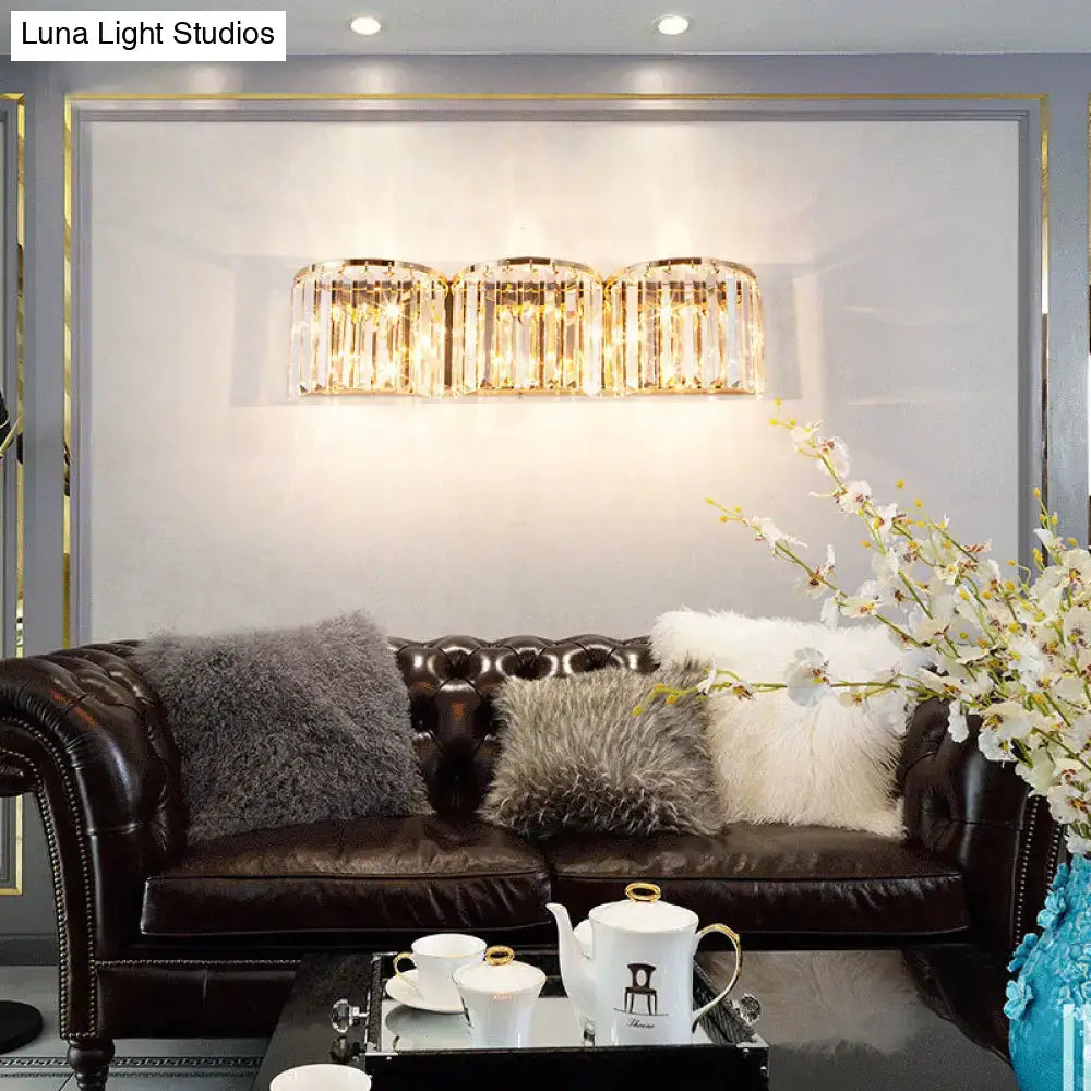 Gold Crystal Block Sconce Sleek Contemporary by Decorbites; wall-mounted lighting fixture on Tampa Home & Garden Store