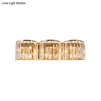 Gold crystal block triple-sconce by Decorbites, sleek contemporary wall light on Tampa Home & Garden Store