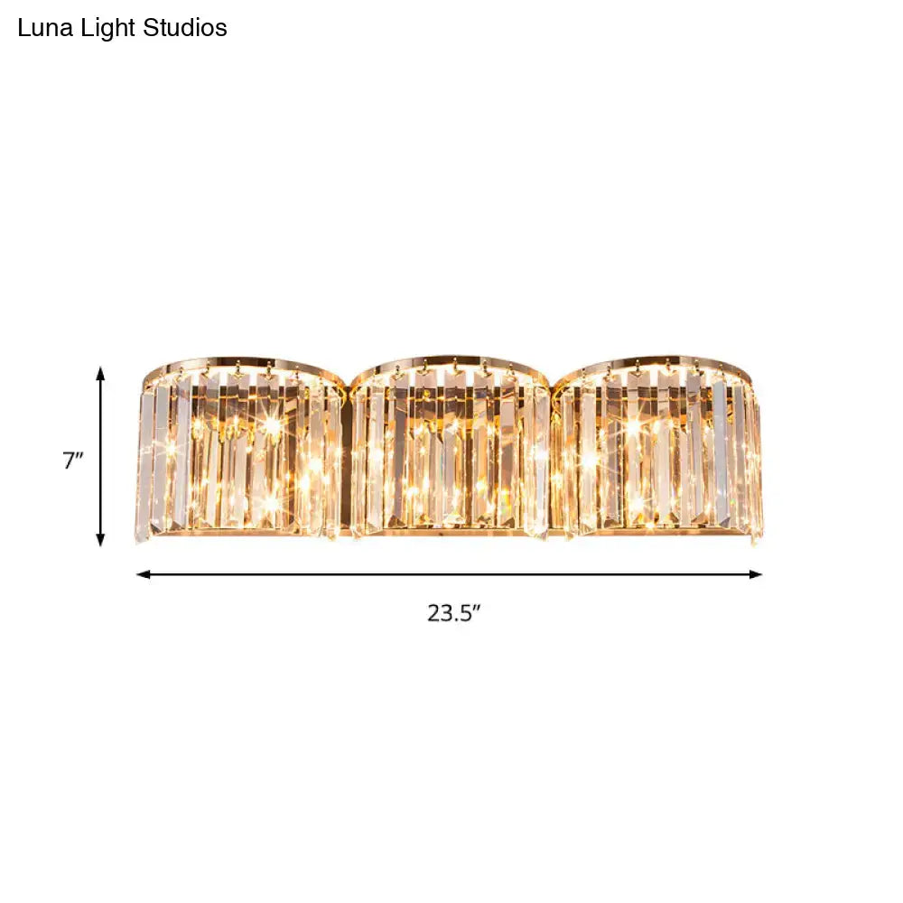 Decorbites gold crystal block sconce, triple-panel, contemporary finish, 23.5in wide on Tampa Home & Garden Store