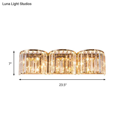 Decorbites gold crystal block sconce, triple-panel, contemporary finish, 23.5in wide on Tampa Home & Garden Store